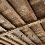 Handcrafted antique oak ceiling with natural aged patina
