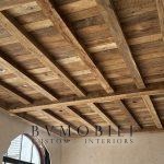 Custom ceiling made from 100-year-old reclaimed oak
